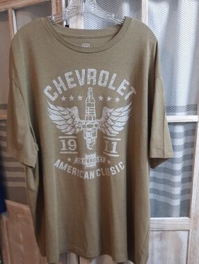 Men's Olive Graphic Tee - Chevrolet American Classic Size 2X